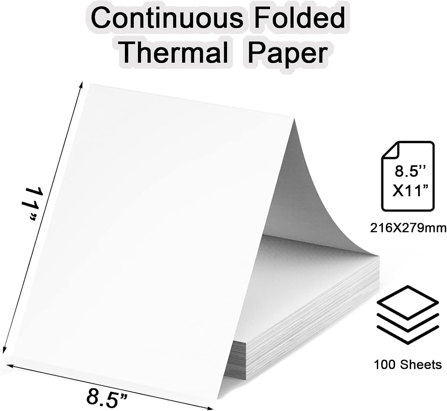 Thermal Paper 8.5 x 11 Inch for Portable Printers, 100PCS
